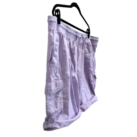 Woman Within Cargo Shorts Plus Size 26W Lavender Elastic Waist Drawstring - Picture 3 of 7